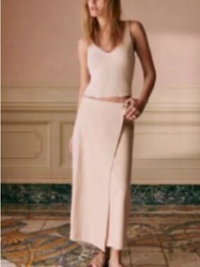 Sezane Paulina Cream Midi Skirt